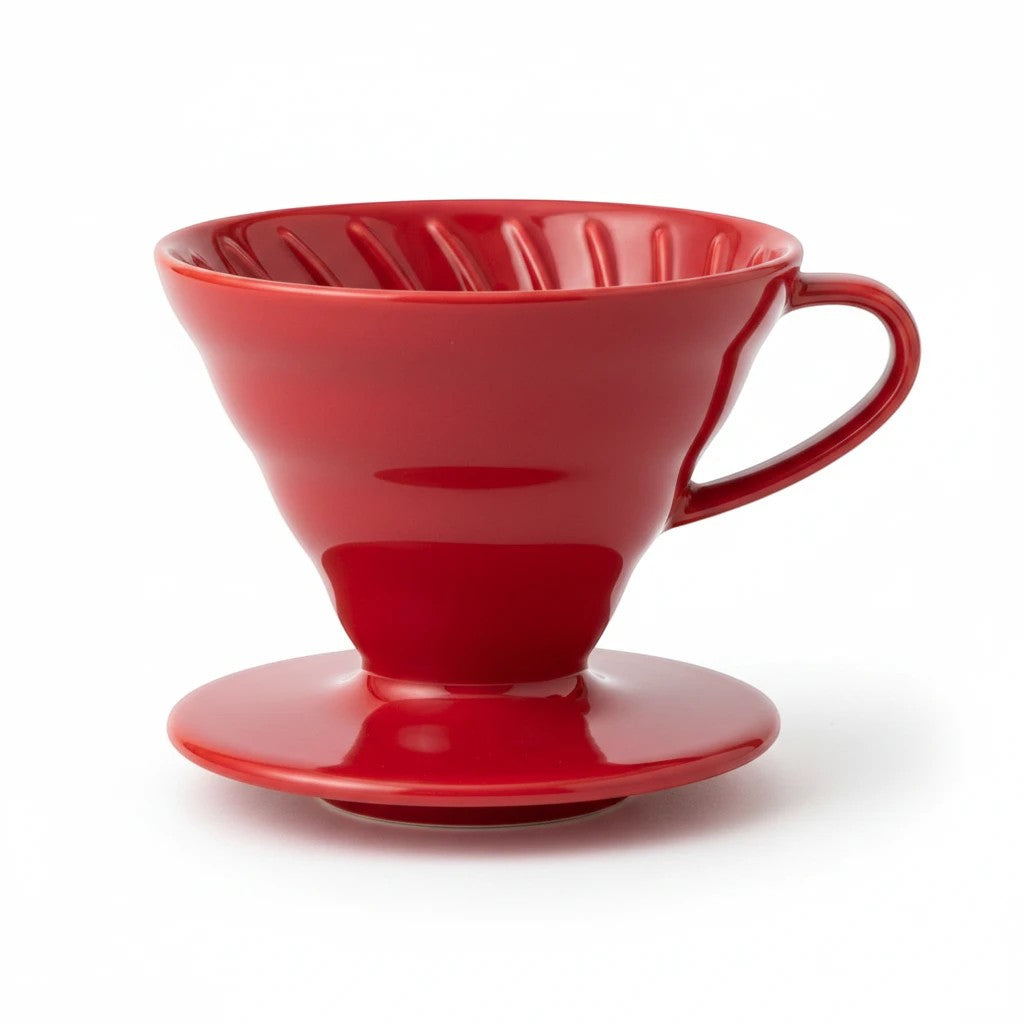 whb-superb HARIO V60 Kaffeefilter aus roter Arita-Keramik für 1-4 Tassen mit spiralförmigen Rillen