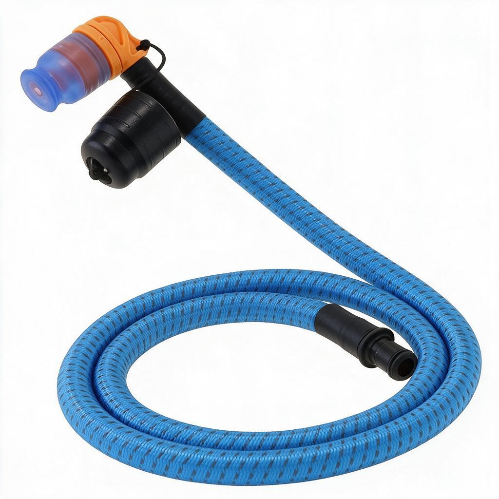 whb-superb Source Helix Trinkschlauch mit blauer Textilhülle und UV-Schutz sowie Helix Beißventil