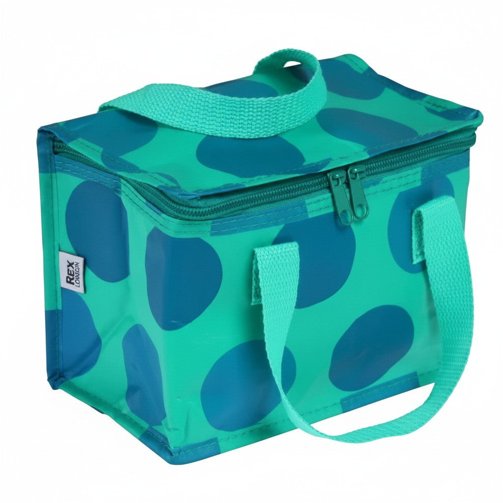whb-superb Rex London isolierte Lunchtasche in Blau und Türkis mit Spotlight-Punktemuster aus recyceltem Kunststoff