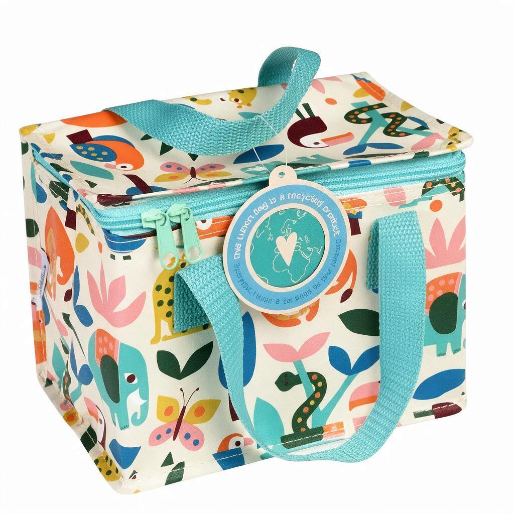 whb-superb Rex London isolierte Lunchtasche mit buntem Wild Wonders Tiermotiv aus recyceltem Kunststoff