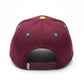 whb-superb Kinder Snapback Cap in Weinrot mit gelbem Knopf und hellblauen Ziernähten, verstellbarer Verschluss