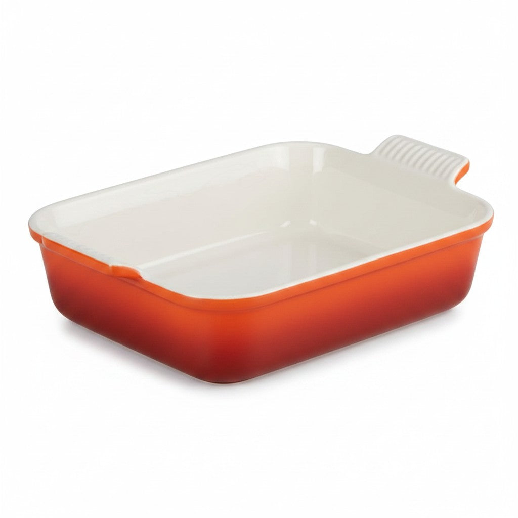 whb-superb Le Creuset rechteckige Auflaufform aus Steinzeug in Kirschrot für den Ofen