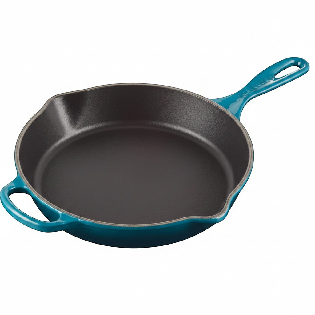 whb-superb Le Creuset Gusseisen Bratpfanne 26 cm in Deep Teal mit Antihaftbeschichtung für Induktion