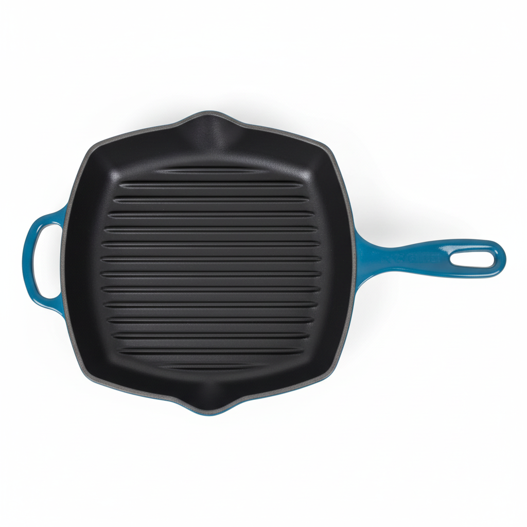 whb-superb LE CREUSET Signature Grillpfanne aus emailliertem Gusseisen in Deep Teal, quadratisch, 26 cm