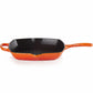 whb-superb Le Creuset Gusseisen-Grillpfanne quadratisch 26 cm in Ofenrot mit Grillrippen für Induktion