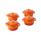 whb-superb 4er-Set LE CREUSET Mini Cocottes aus ofenrotem Steinzeug für Einzelportionen