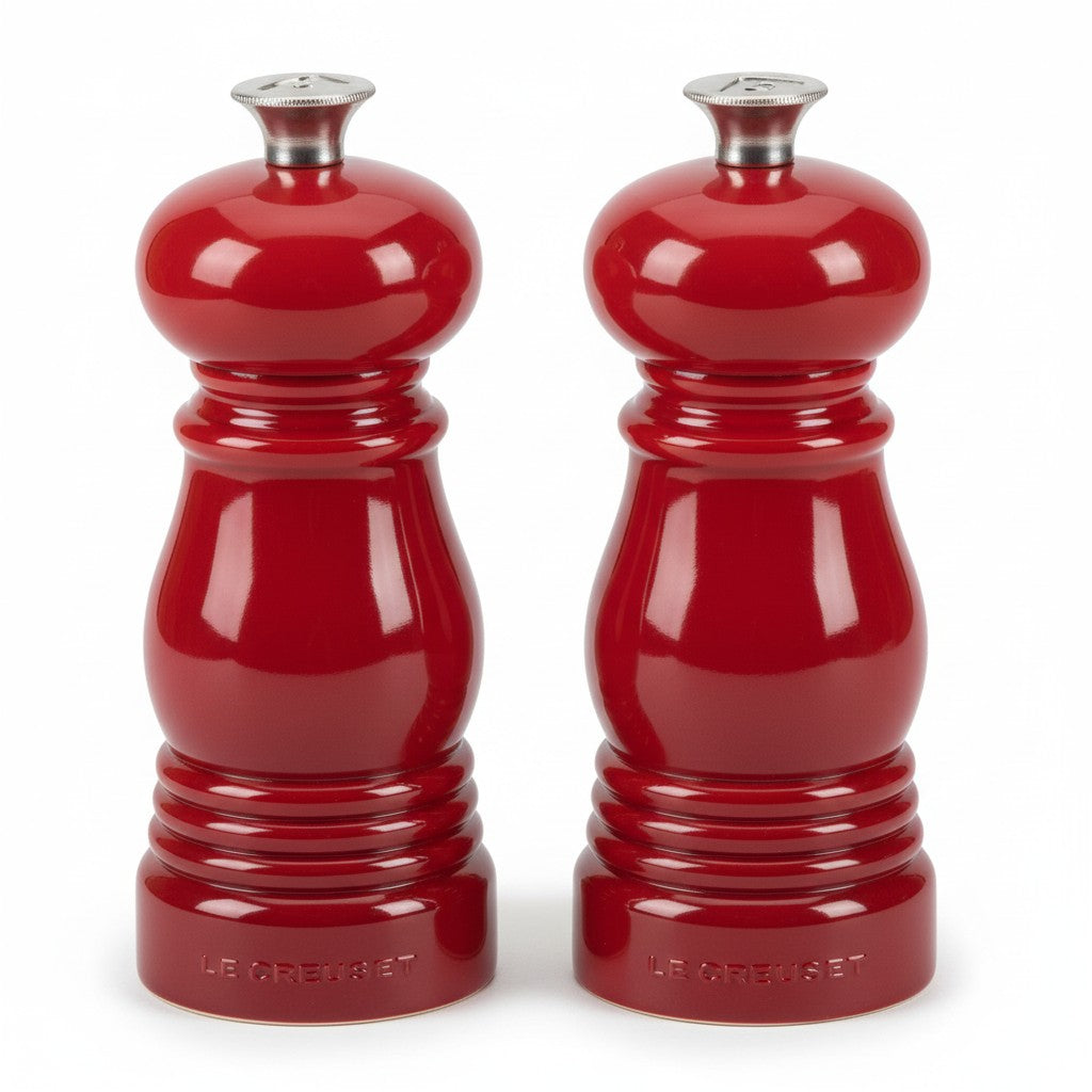 whb-superb Le Creuset Mühlen-Set in Kirschrot aus ABS-Kunststoff mit Keramik-Mahlwerk für Salz und Pfeffer