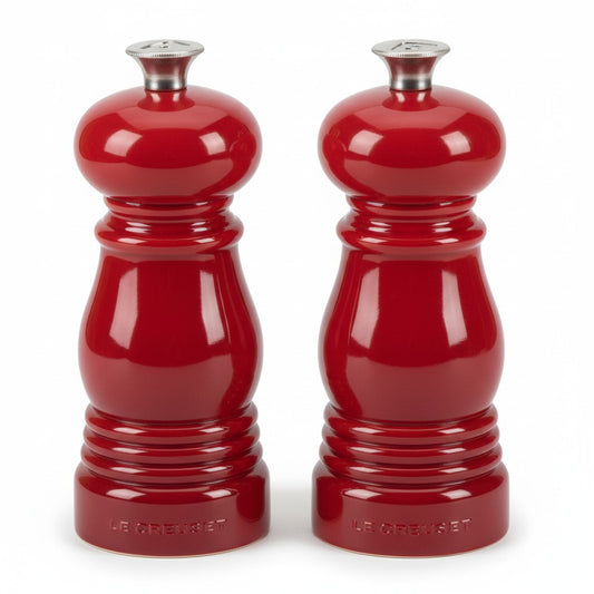 whb-superb Le Creuset Mühlen-Set in Kirschrot aus ABS-Kunststoff mit Keramik-Mahlwerk für Salz und Pfeffer