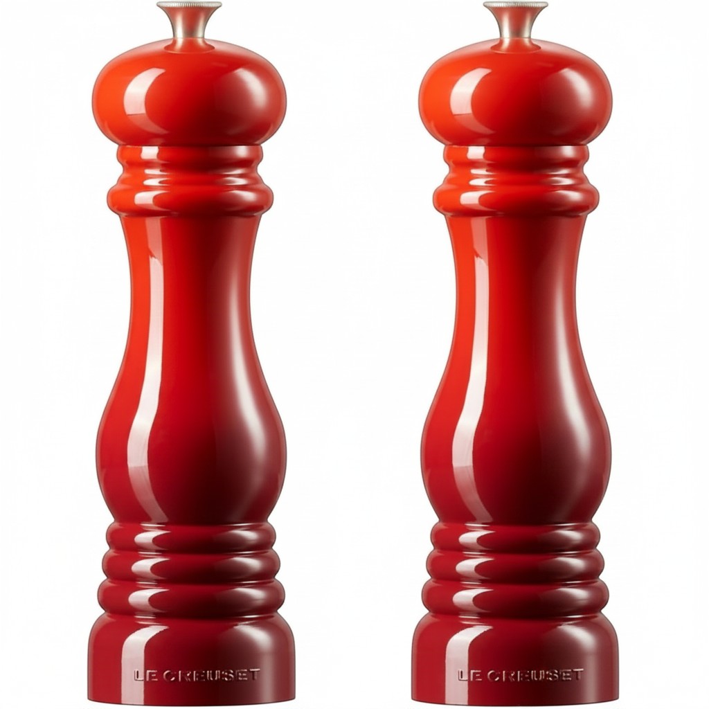 whb-superb Le Creuset Salz- und Pfeffermühlen Set in Kirschrot aus ABS-Kunststoff mit Keramikmahlwerk