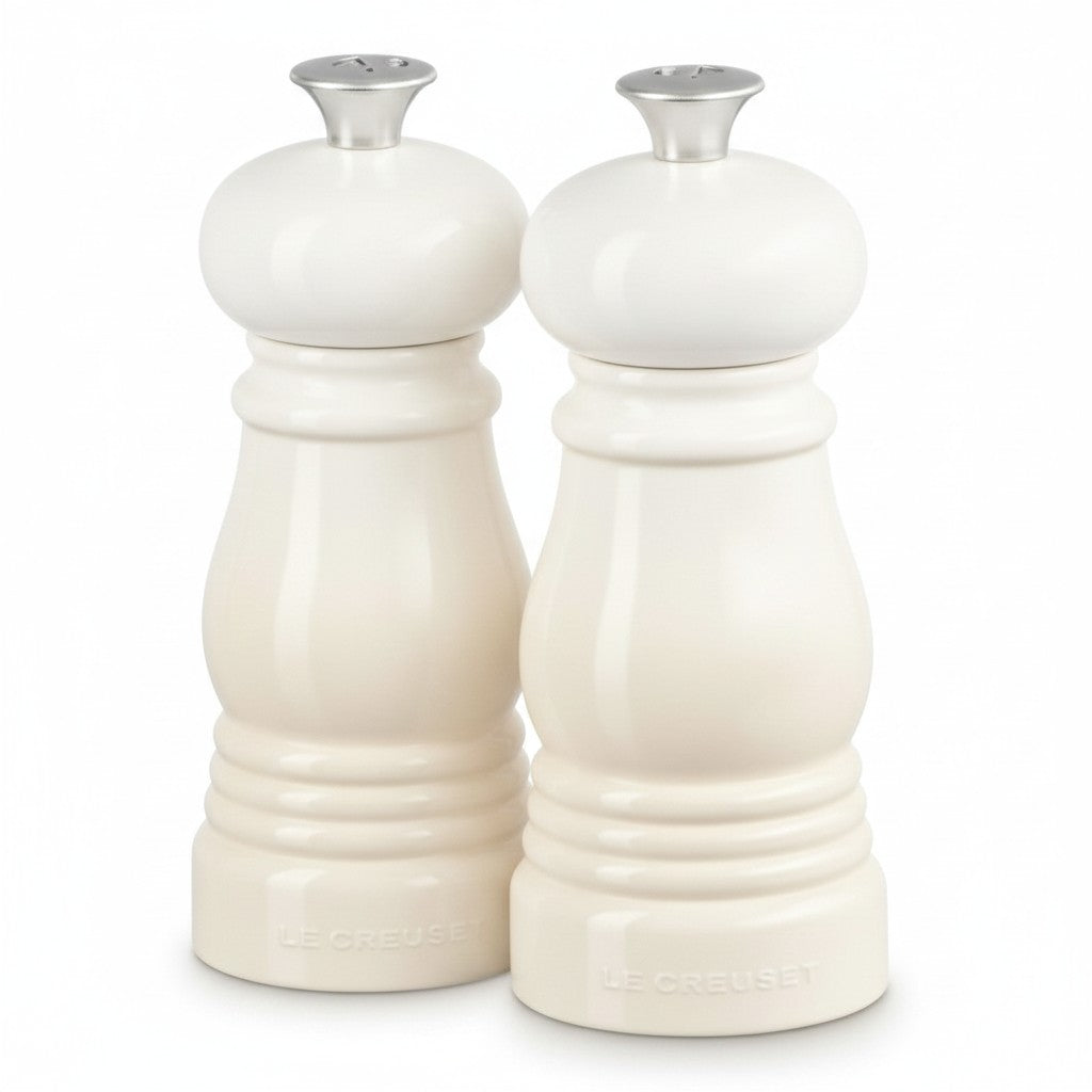whb-superb Le Creuset Salz- und Pfeffermühlen-Set in der Farbe Meringue aus robustem ABS-Kunststoff
