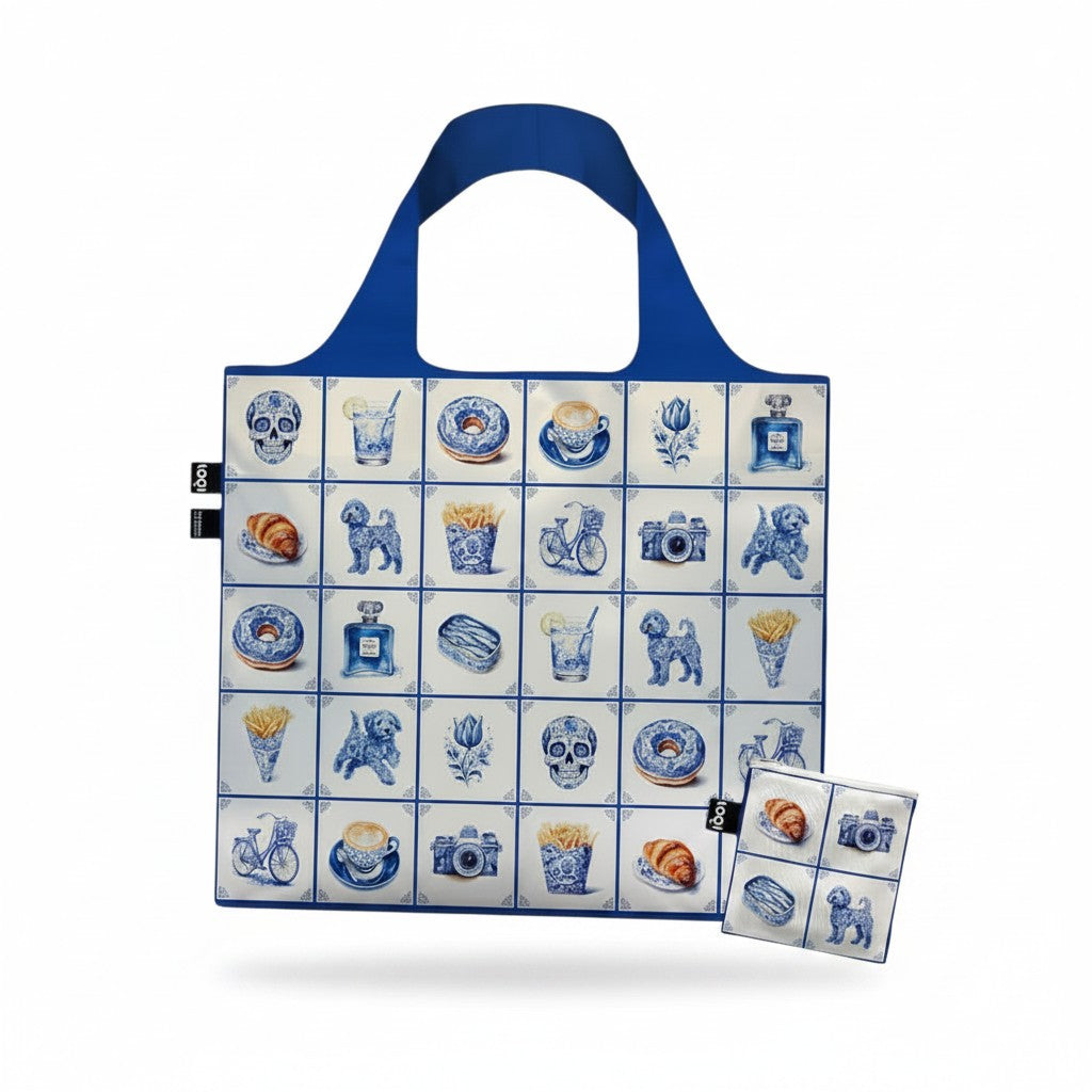 whb-superb LOQI Tasche mit blauem Delfter Porzellan-Kachelmuster aus recyceltem Polyester