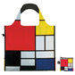 whb-superb LOQI Einkaufstasche mit buntem geometrischem Muster im Mondrian-Stil, faltbar und wasserabweisend
