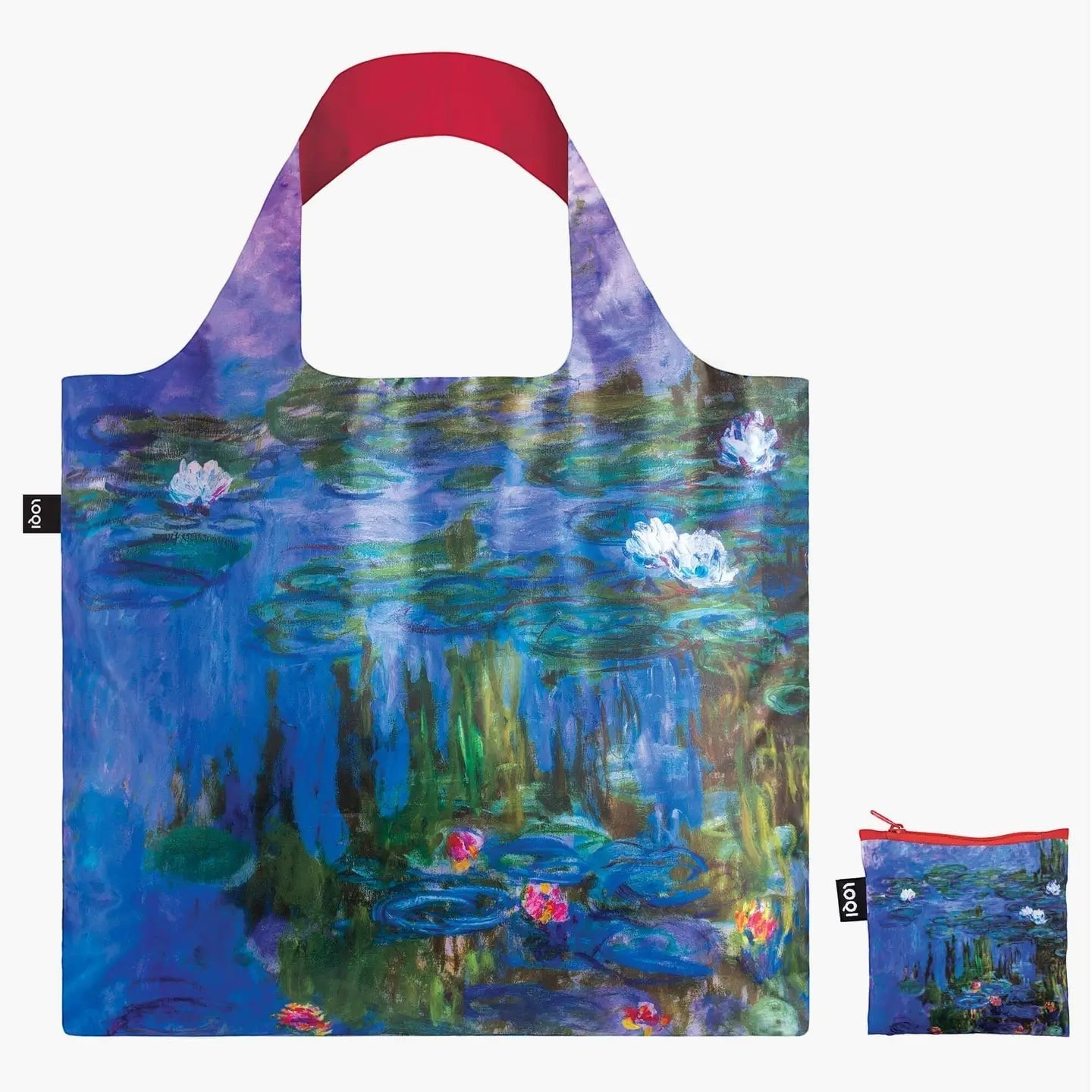 whb-superb LOQI Einkaufstasche mit Claude Monet Seerosen Motiv in Blau- und Pastelltönen aus recyceltem Material