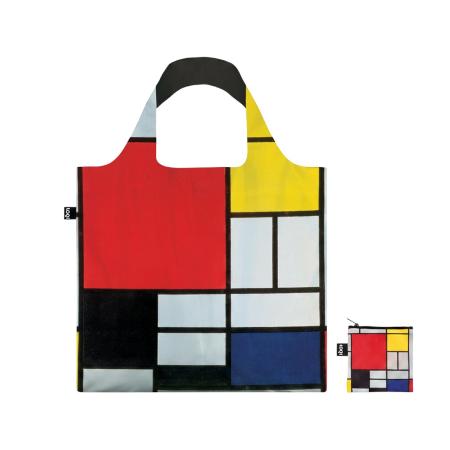 whb-superb LOQI faltbare Einkaufstasche mit buntem geometrischem Muster, wasserabweisendes Polyester, 50x42 cm