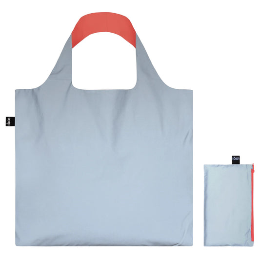 whb-superb LOQI faltbare Einkaufstasche in reflektierendem Neon-Orange und Grau aus recyceltem, wasserabweisendem Taffeta