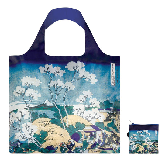 whb-superb LOQI Einkaufstasche mit Hokusai Mt. Fuji Motiv, faltbar, aus wasserabweisendem Polyester, blau