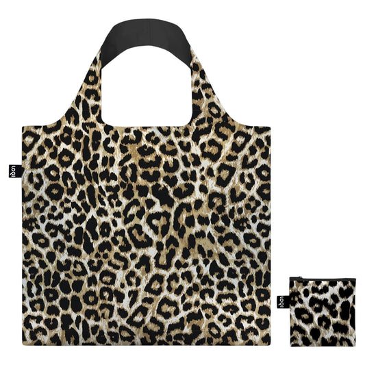 whb-superb LOQI Einkaufstasche aus recyceltem Material mit Leopard-Muster in Braun und Schwarz