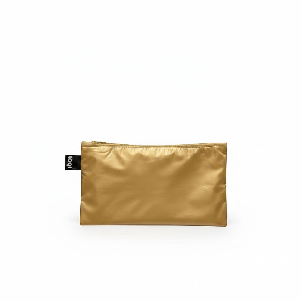 whb-superb LOQI METALLIC Zip Pocket in Gold aus wasserabweisendem Polyester für Reisen und Alltag