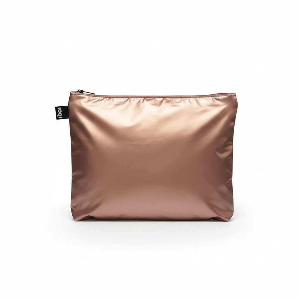 whb-superb LOQI METALLIC Zip Pocket in Roségold aus wasserabweisendem Polyester für Reisen und Alltag