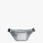 whb-superb LOQI Bauchtasche in glänzendem Silber aus wasserabweisendem Polyester mit Reißverschluss