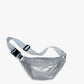 whb-superb LOQI Bauchtasche in glänzendem Silber aus wasserabweisendem Polyester mit verstellbarem Gurt