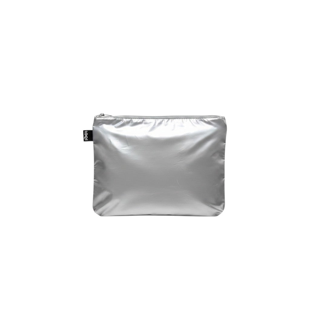 whb-superb LOQI Metallic Zip Pocket in Silber, wasserabweisendes Etui aus Polyester für Reisen und Alltag