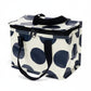 whb-superb Rex London Lunchtasche aus recyceltem Kunststoff mit marineblauem Punktemuster auf weißem Grund