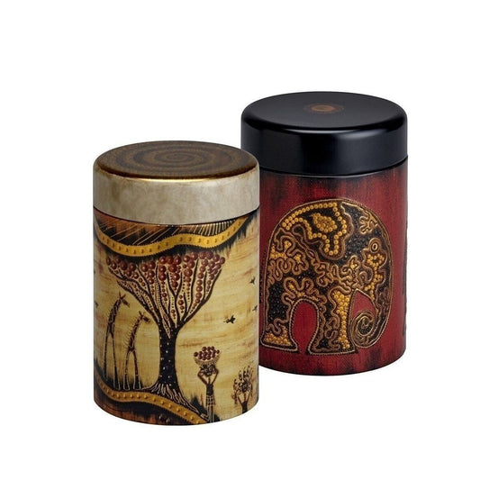 whb-superb runde Metalldose mit afrikanischem Motiv, Elefant und Baum, 125g Fassungsvermögen