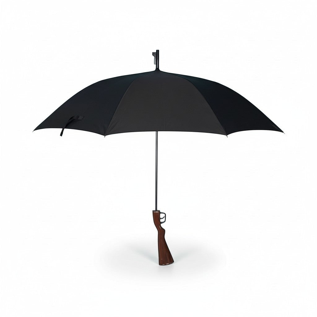 whb-superb Regenschirm Wanted in Schwarz mit Gewehr-Griff und automatischem Öffnungsmechanismus