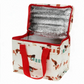 whb-superb Rex London Lunchtasche mit Dackel-Motiv, isoliert mit silberner Innenbeschichtung und roten Tragegriffen