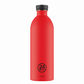 whb-superb 24Bottles Urban Trinkflasche aus rotem Edelstahl mit schwarzem Verschluss und Logo-Aufdruck