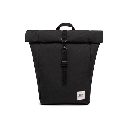 Schwarzer Lefrik Kompakter Rolltop-Rucksack von whb-superb mit Magnetverschluss und minimalistischem Design.