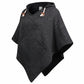 whb-superb virblatt Damen Wollponcho in Schwarz mit Kapuze, Kängurutasche und weichem Polar-Fleece Innenfutter