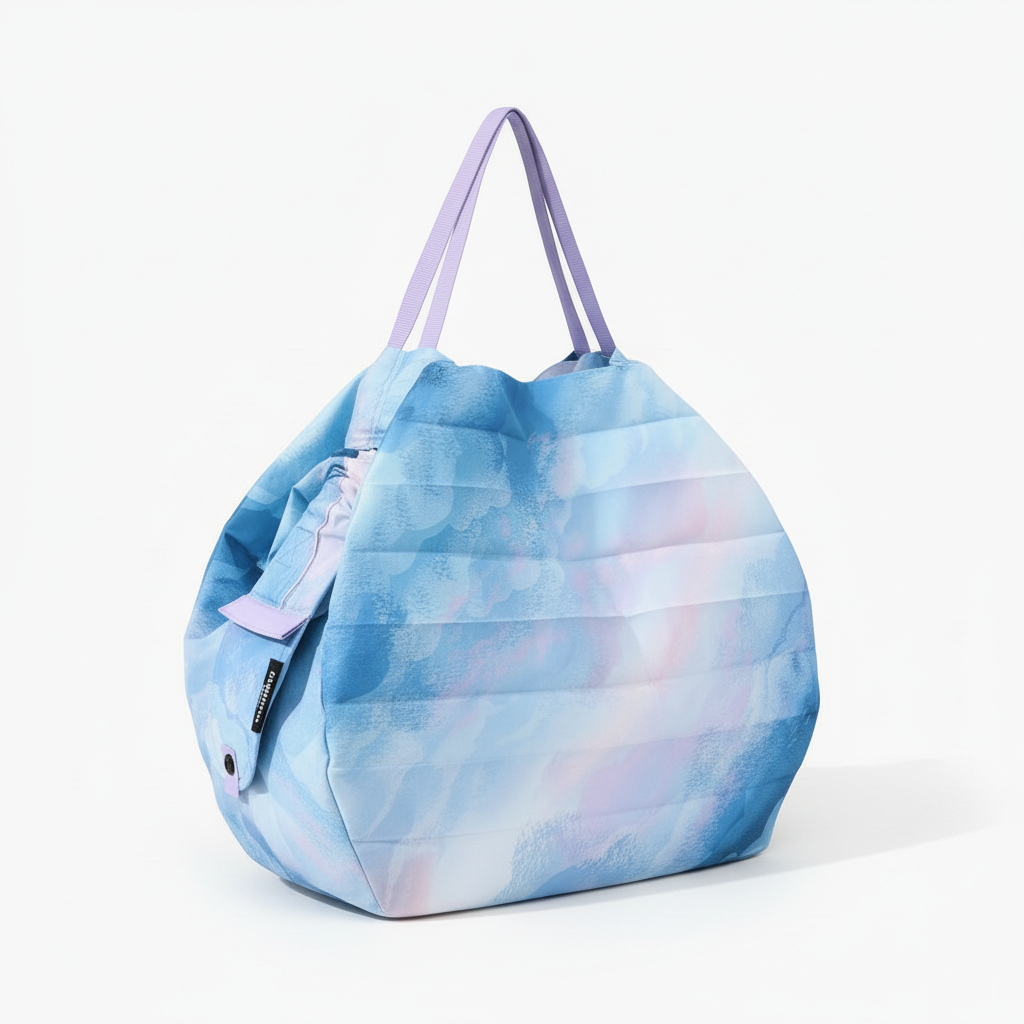 whb-superb Shupatto Einkaufstasche Größe M in Sea of Clouds Blau mit faltbarem Design aus recyceltem Synthetik