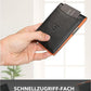 whb-superb Slim Wallet aus schwarzem Leder mit orangefarbenem Rand, RFID-Schutz und Geldklammer