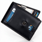 Schwarzes whb-superb Kronenschein Slim Wallet aus Kunstleder mit Geldklammer, Münzfach und RFID-Schutz