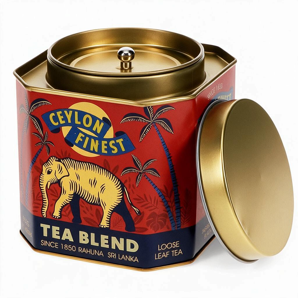 whb-superb REX LONDON Teedose Cylon Finest mit Elefanten-Motiv und abnehmbarem goldenem Deckel im Vintage-Stil