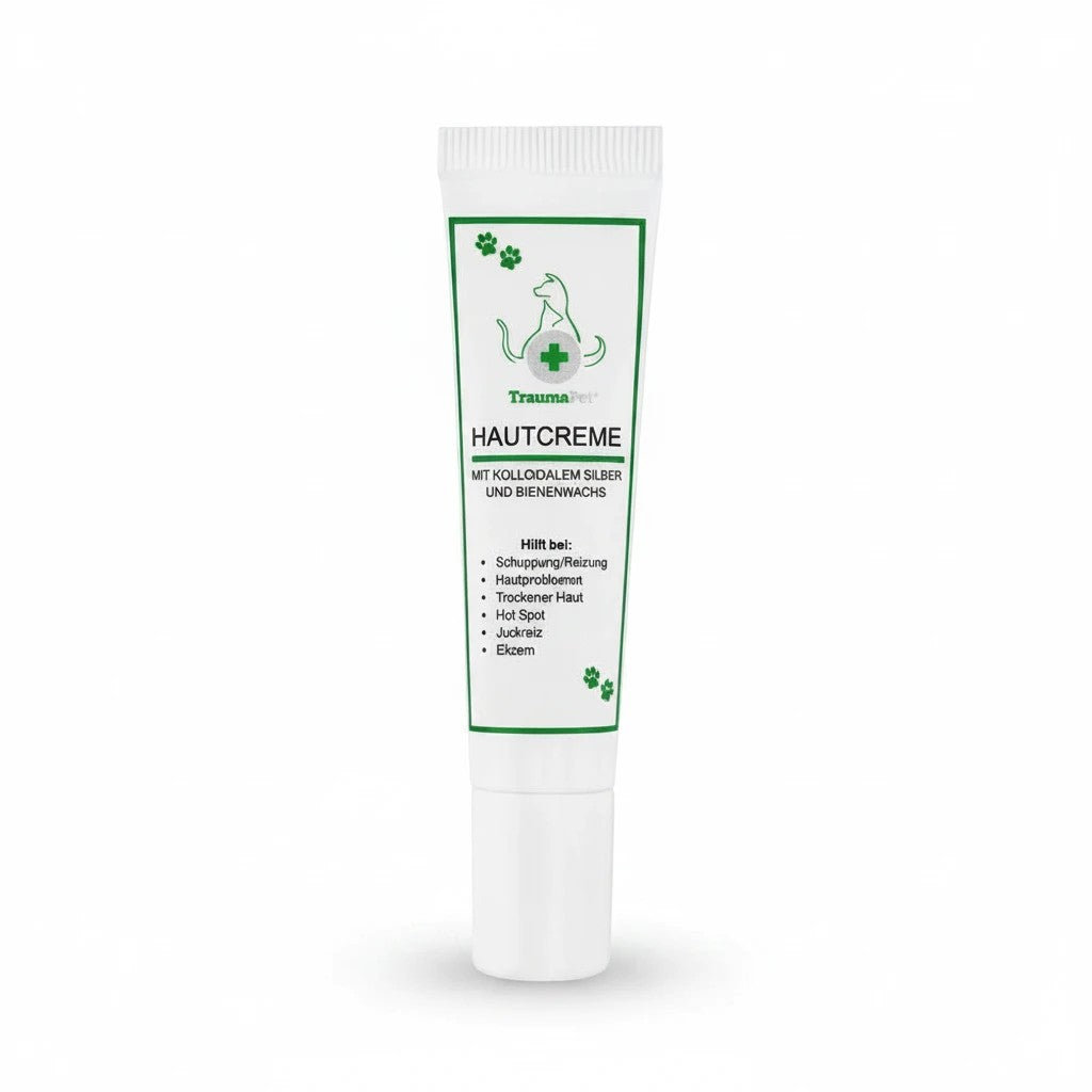 whb-superb TraumaPet Hautcreme mit kolloidalem Silber und Bienenwachs in einer 15 ml Tube zur Pflege von Tierhaut
