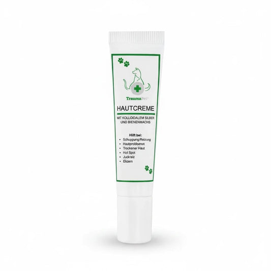 whb-superb TraumaPet Hautcreme mit kolloidalem Silber und Bienenwachs in einer 15 ml Tube zur Pflege von Tierhaut