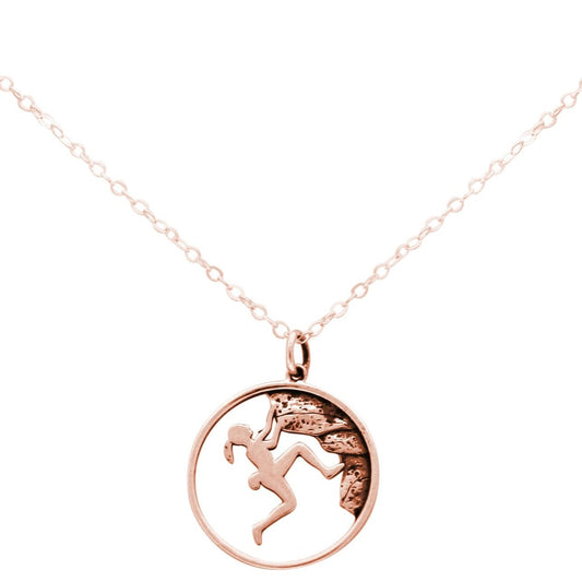 Gemshine Alpin Berg Klettern Halskette in 925 Silber, rose