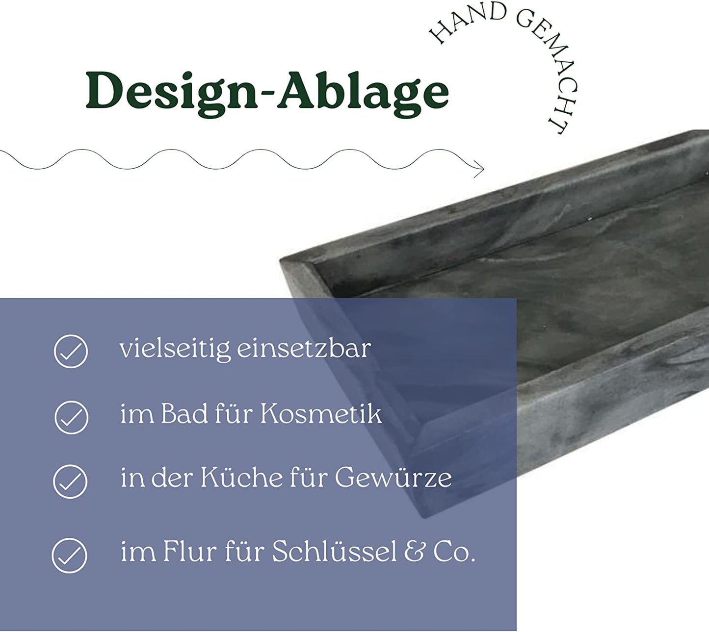 Adorist Marmortablett - Einzigartiges Serviertablett aus grauem Marmor