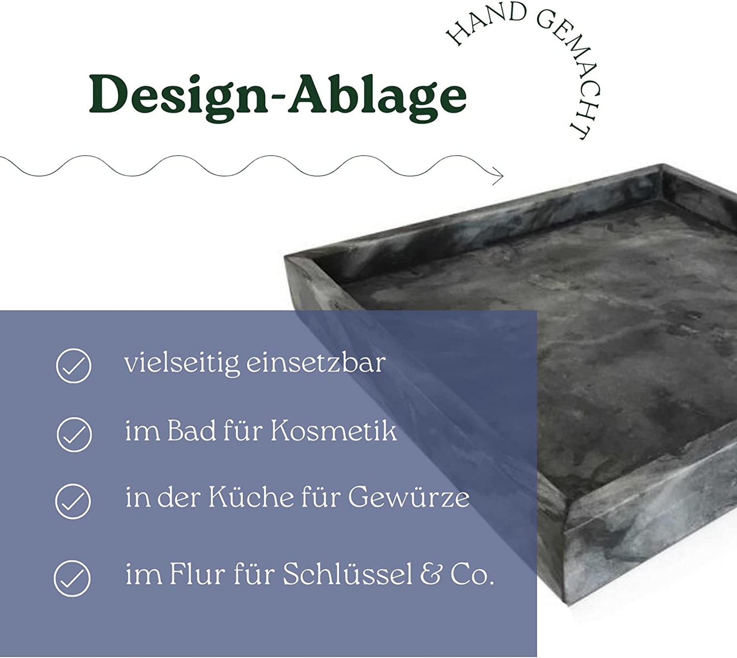 Adorist Marmortablett dunkelgrau quadratisch 30x30cm