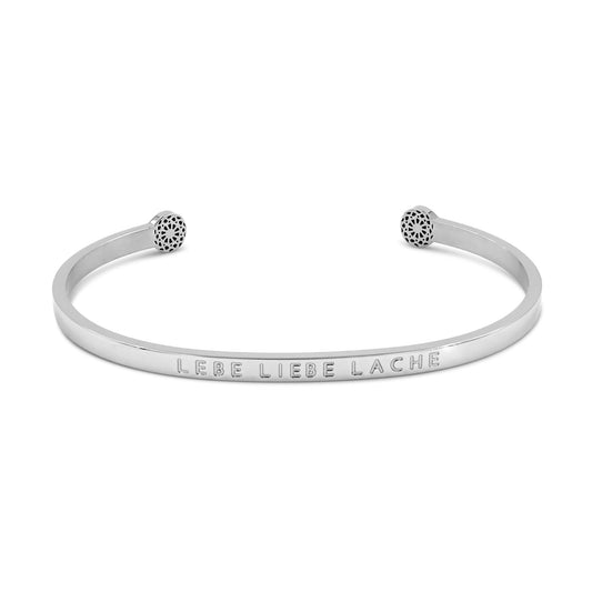Simple Pledge "Lebe Liebe Lache" Armreif - Silber - Blind