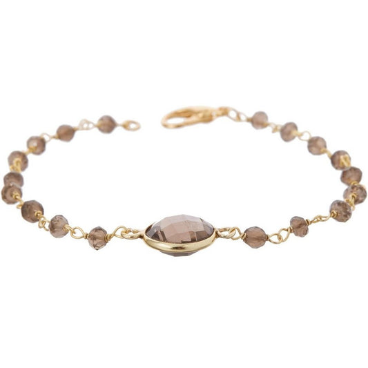Gemshine Armband mit Rauchquarz Edelsteinen in 925 Silber vergoldet