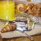 Edzard Butterdose, versilbert, mit Glasschale und Messer
