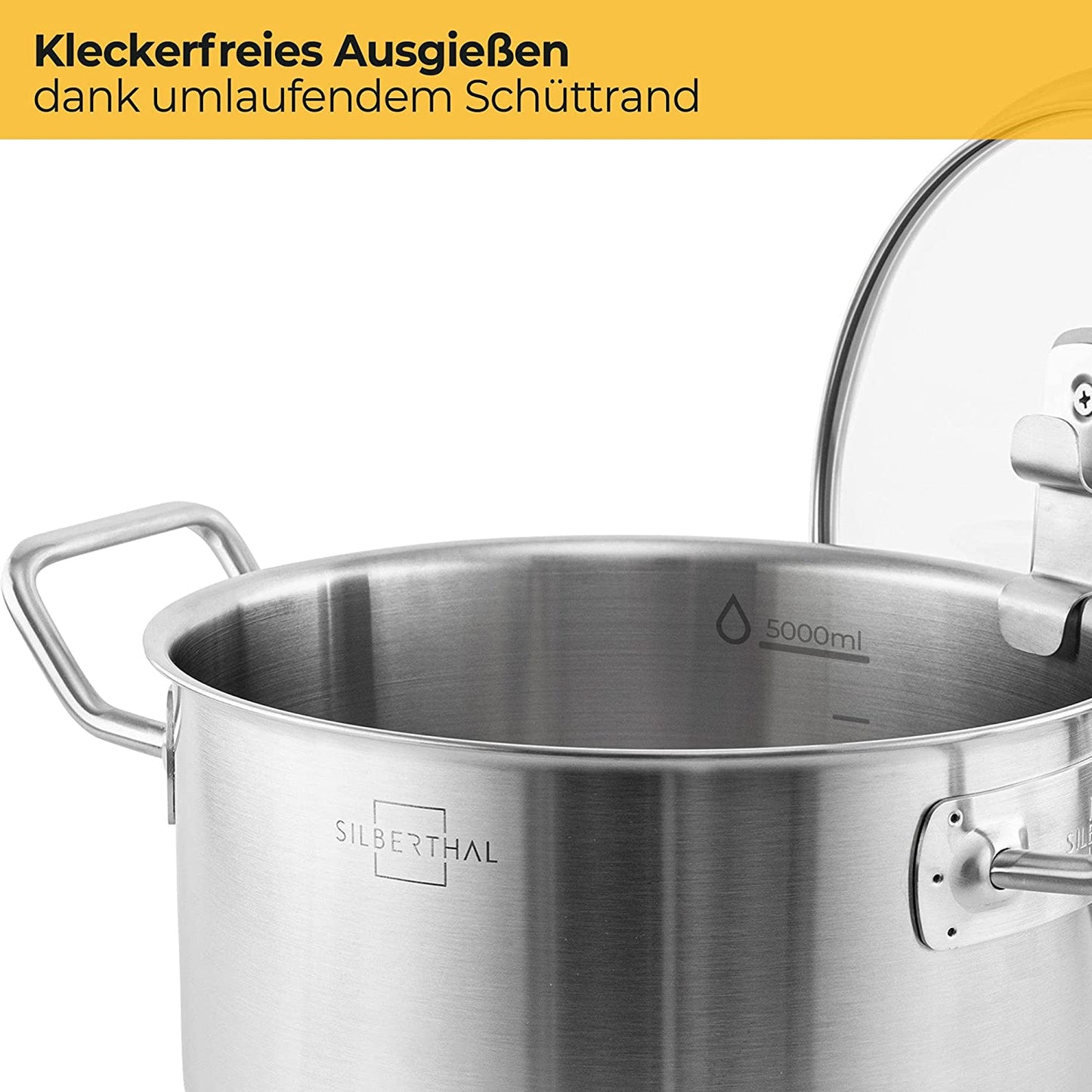 Silberthal Induktions-Kochtopf 24 cm aus Edelstahl mit 5,8L Kapazität