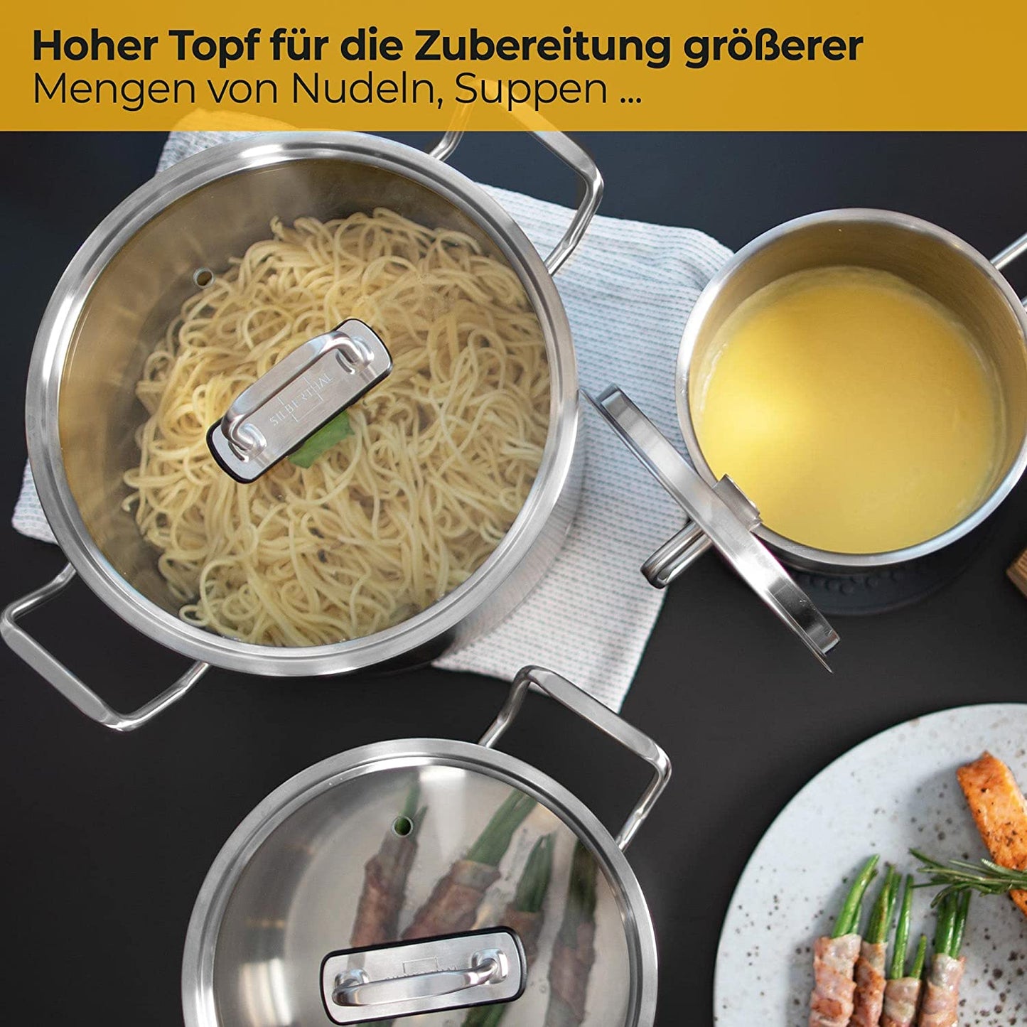 Silberthal Induktions-Kochtopf 24 cm aus Edelstahl mit 5,8L Kapazität