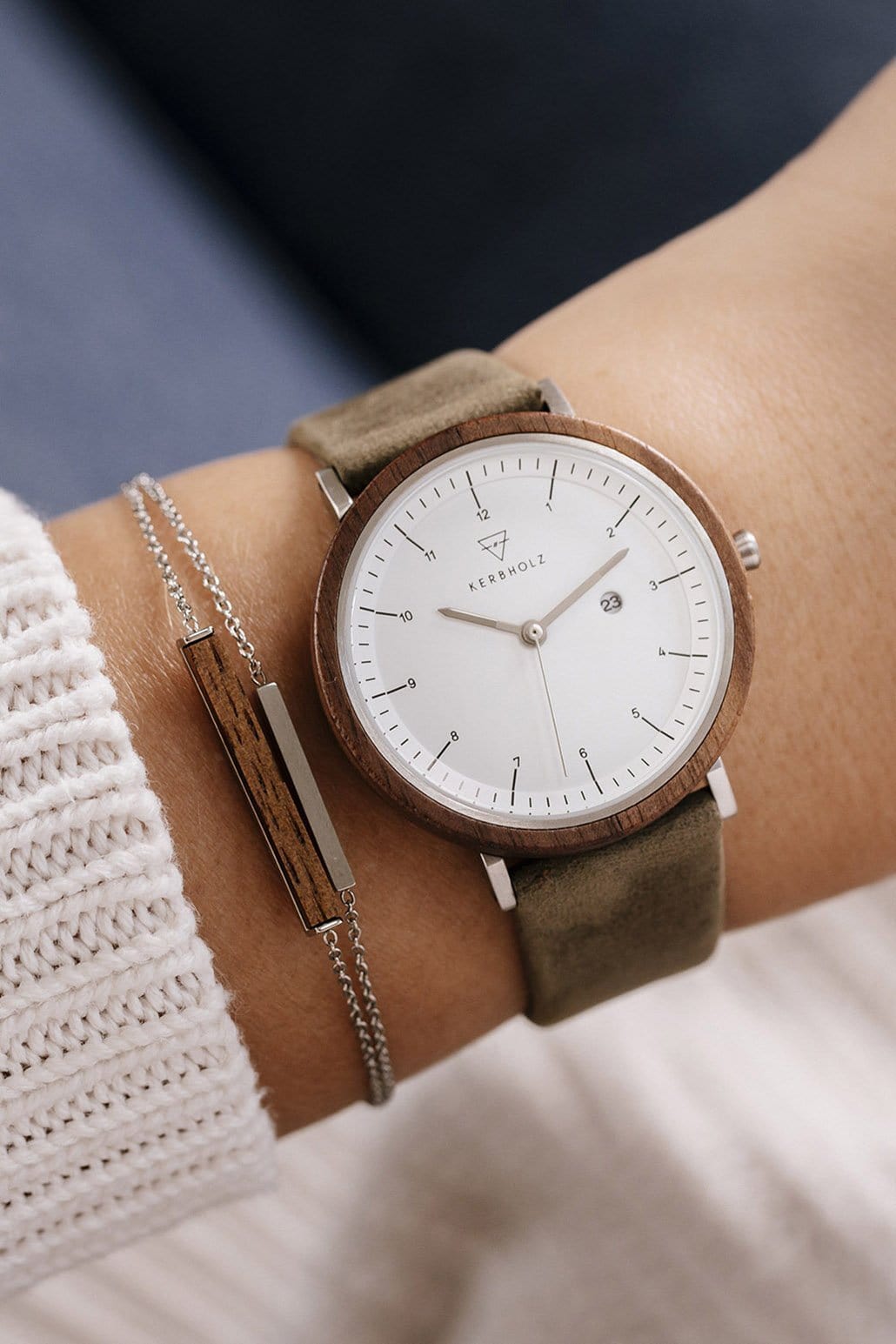 Kerbholz Rectangle Bracelet Walnuss