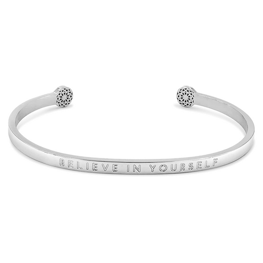 Simple Pledge "Believe in Yourself" Armreif - Silber - Blind