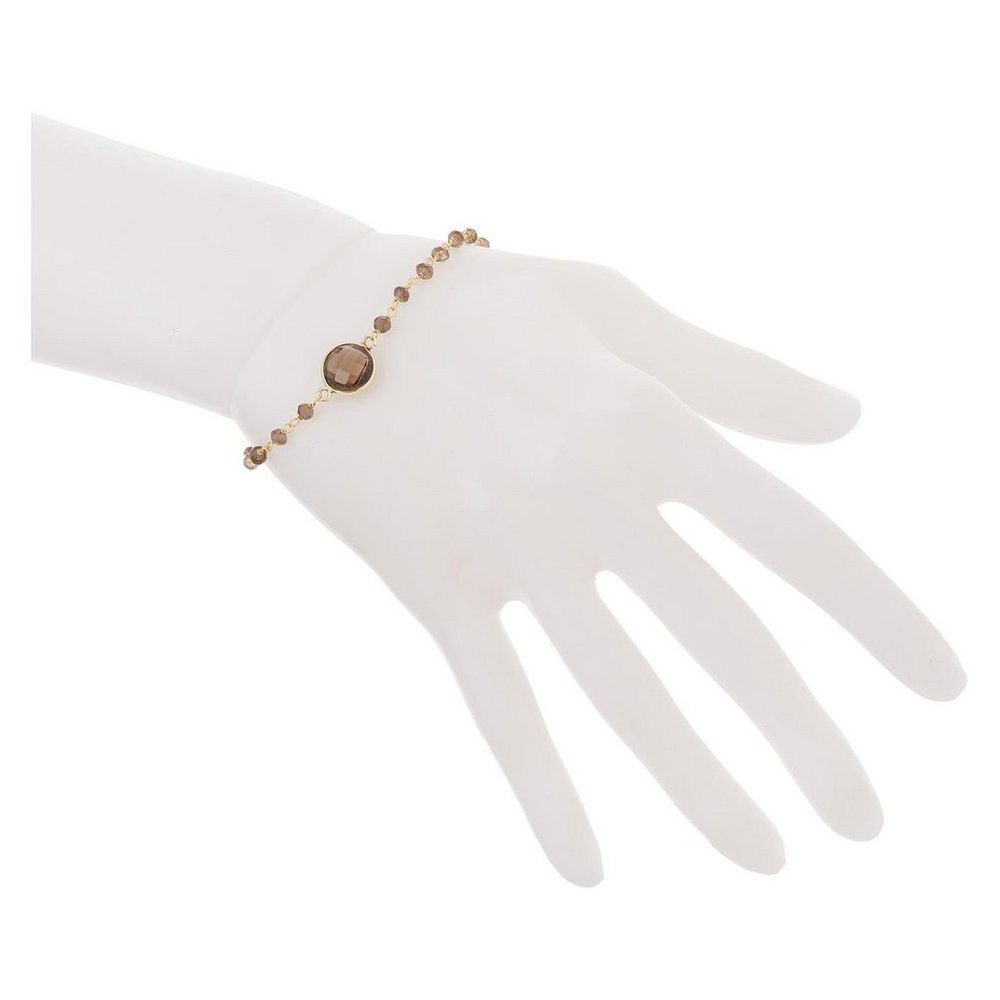 Gemshine Armband mit Rauchquarz Edelsteinen in 925 Silber vergoldet